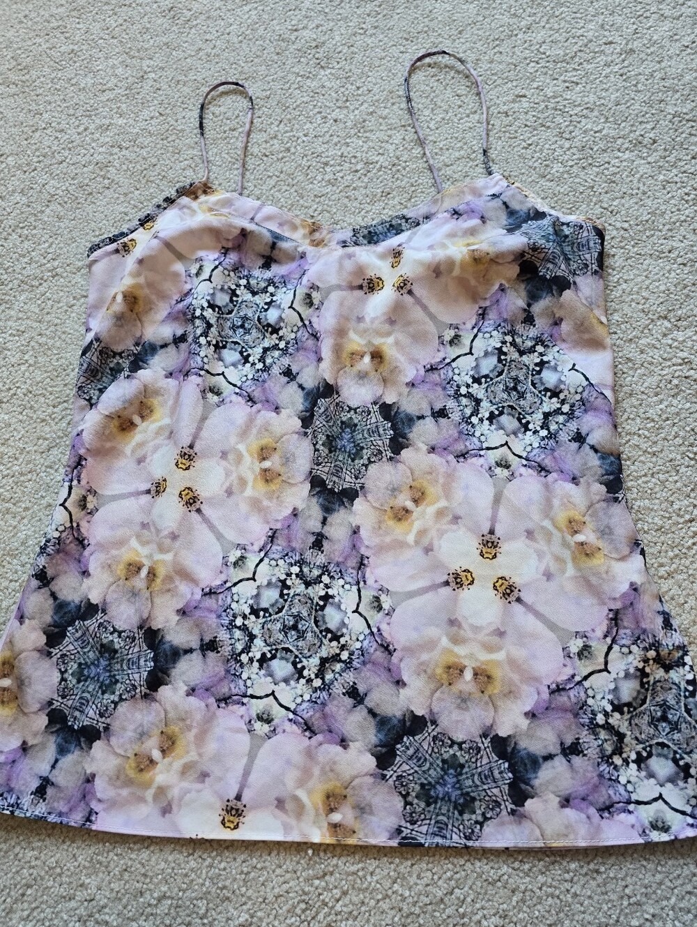 Ted Baker Floral Cami Cynaria Orchid Kaleidoscope Scallop Edge Tank Top Size S